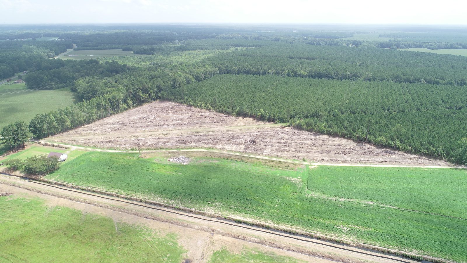 Aerial view of 38-acre land clearing at Plymouth Airport