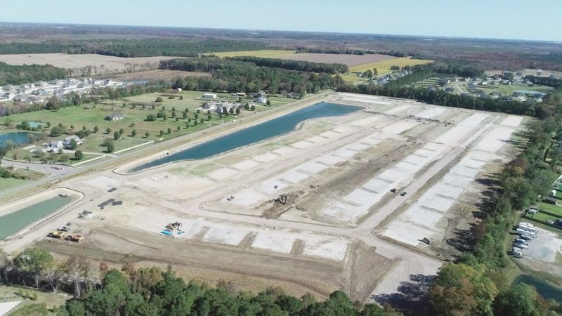 Baxter Station subdivision — graded lots and stormwater ponds