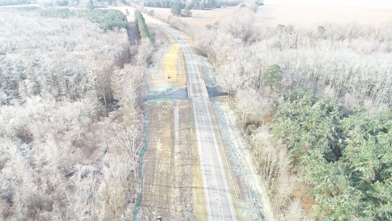 NC-11 corridor with hydroseeded slopes and stabilization