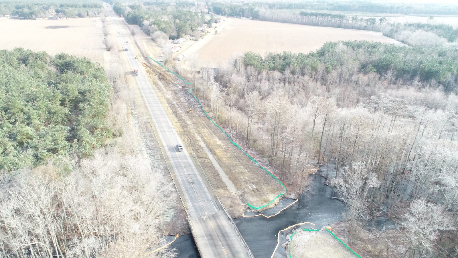 NC-11 corridor clearing project over the Cashie River, Bertie County